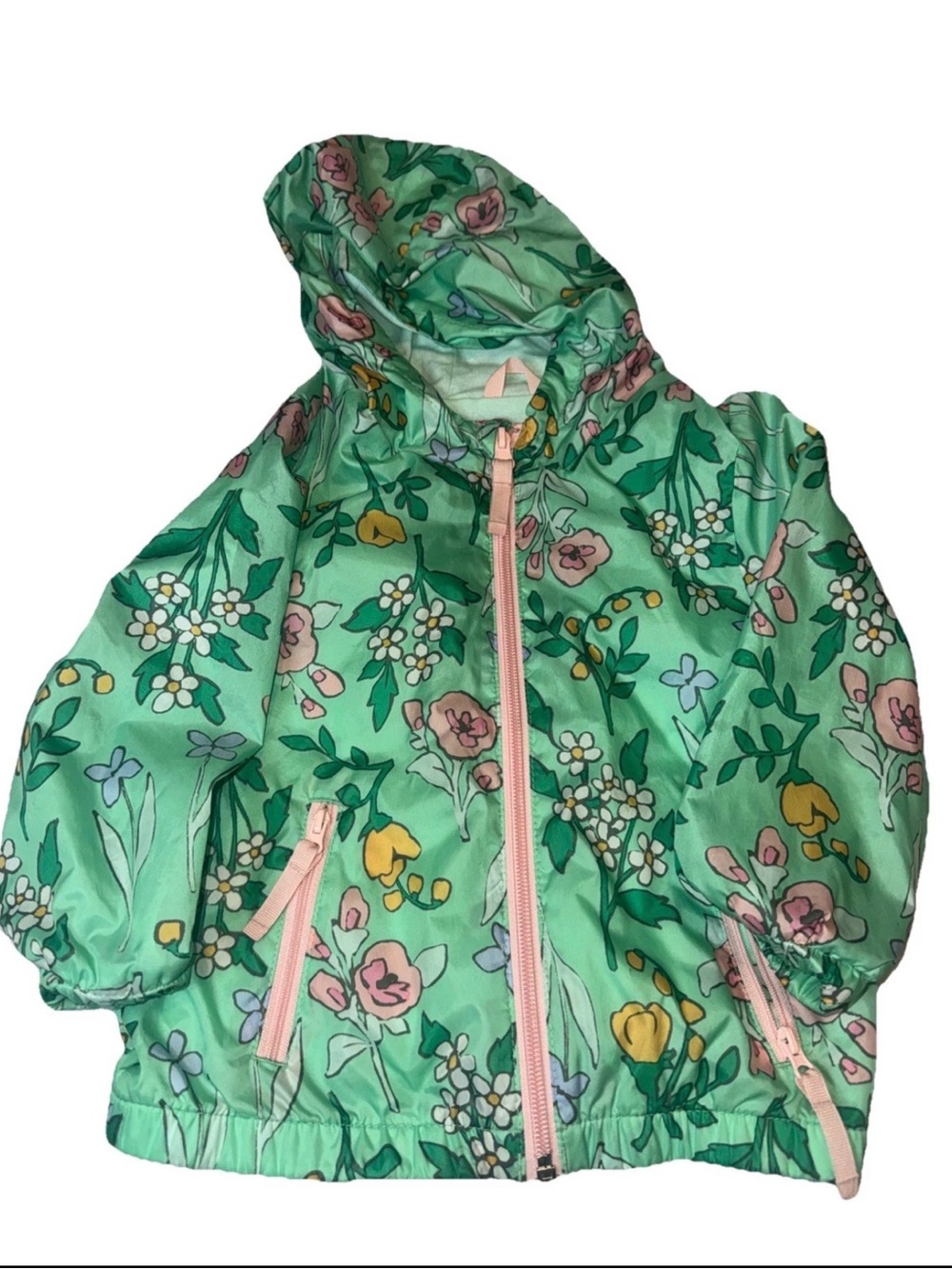 Cat & Jack Windbreaker Jacket 2T Green Pink Floral